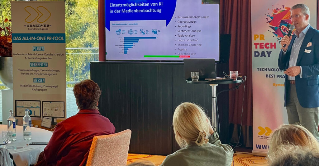 Florian Laszlo beim 2. PR Tech Day in Düsseldorf, powered by OBSERVER